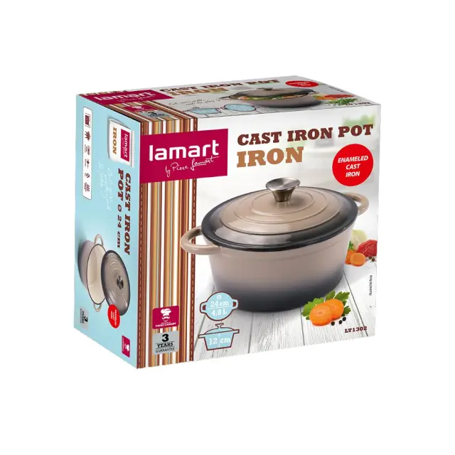 Κατσαρόλα Εμαγιέ 24x11.8cm 4.8lt Lamart IRON LT1302 2