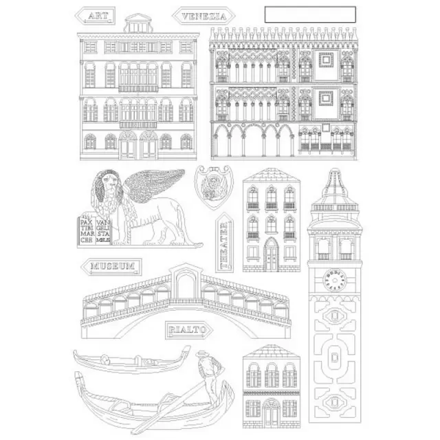 Καλούπι σιλικόνης A5, 15×21cm, Stamperia, Venice City of Art, Monuments 3