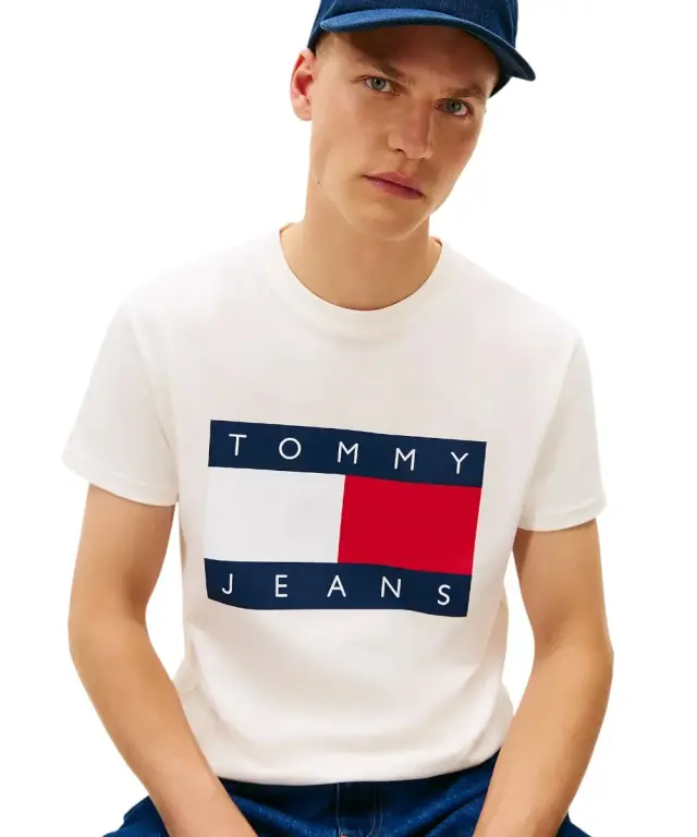 Tommy Hilfiger - Ανδρικό T-Shirt Flag Badge Jersey Regular Fit DM0DM22645-YBH Λευκό 2