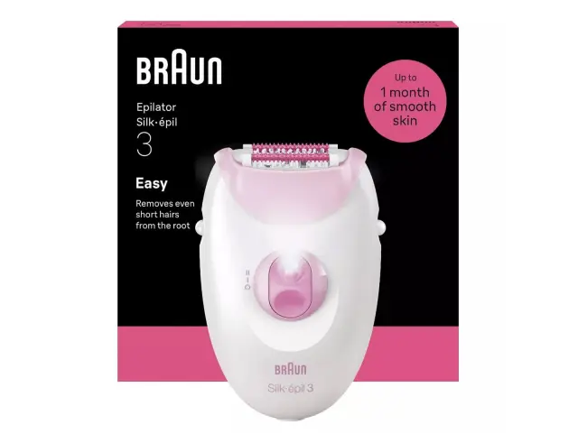 Αποτριχωτική Μηχανή Epilator Braun Silk Epil 3 SE3-000 με 2 ταχύτητες - PinkSE3-000 3