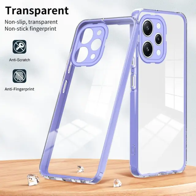 Back Cover 3 in 1 TPU Προστατευτική Θήκη Xiaomi Redmi 12 4G - Clear/ Purple OEM 2