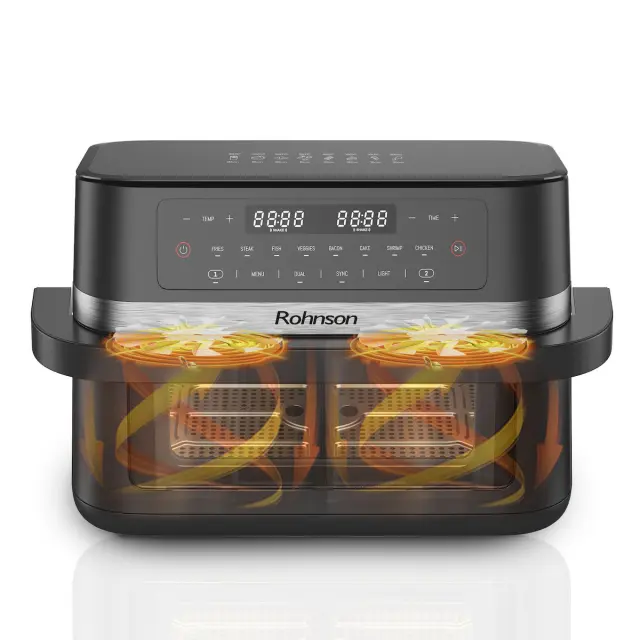 Rohnson R-2881 Air Fryer με Διπλό Αποσπώμενο Κάδο 11.5lt Γκρι