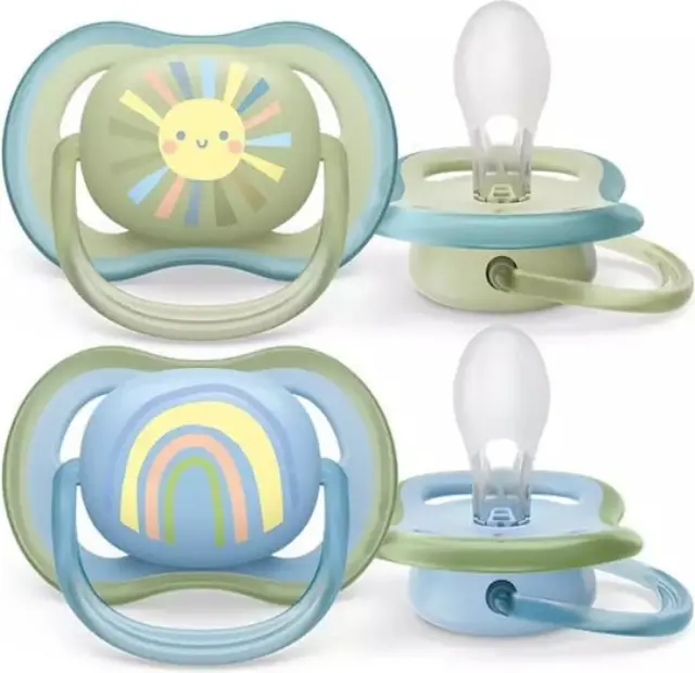 Philips Avent Ultra Air 0-6m Ορθοδοντική Πιπίλα Σιλικόνης Ήλιος Ουράνιο Τόξο 2 τεμάχια