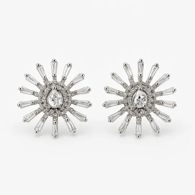 Ghetto Sunburst Stud Earrings in Stainless Steel