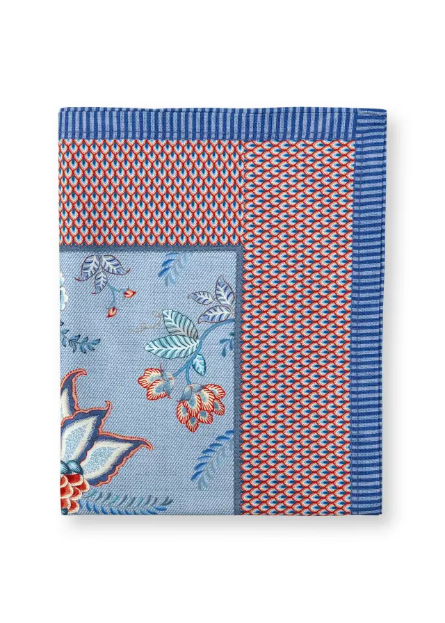 PIP STUDIO ΒΑΜΒΑΚΕΡΟ ΤΡΑΠΕΖΟΜΑΝΤΗΛΟ FLOWER FESTIVAL ΜΠΛΕ 100cmX100cm - One size 2