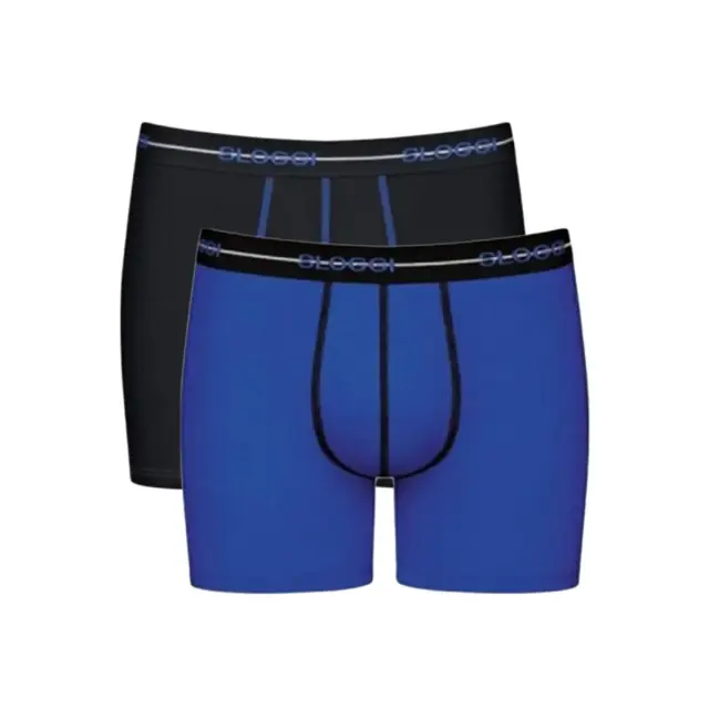 Sloggi Ανδρικό Boxer Start Short Box - Διπλό Πακέτο, Χρώμα Μαύρο-Μπλε