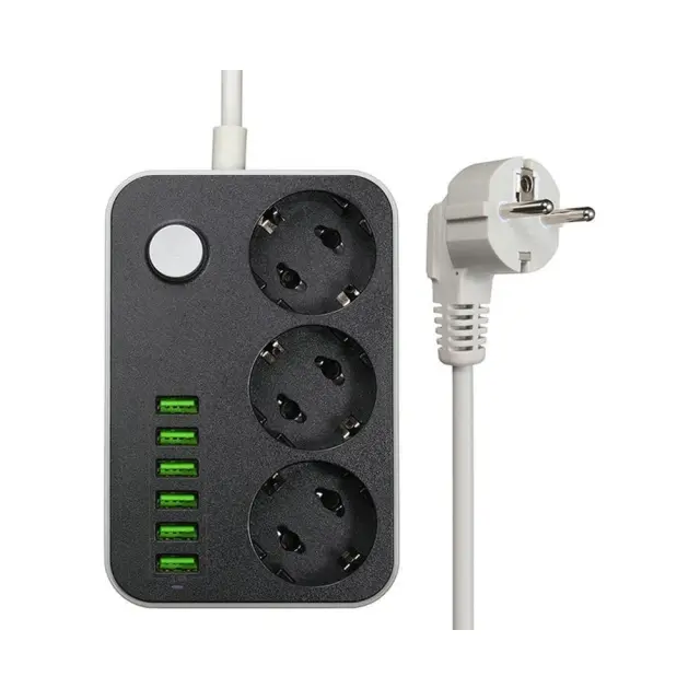 Ldnio SC3631 Πολύπριζο 3 Θέσεων με Διακόπτη, 6 USB και Καλώδιο 1.6m Μαύρο