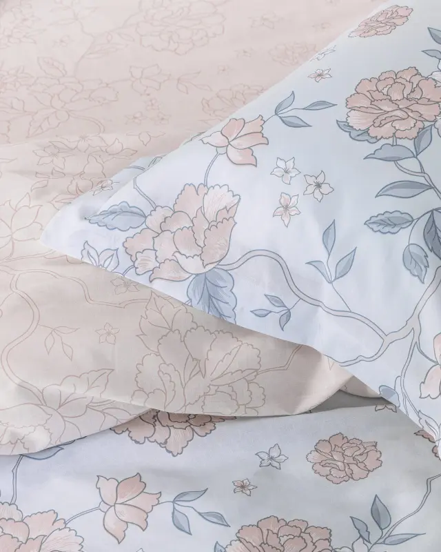 Σετ Σεντόνια Floral Dream Σιέλ, Τιρκουάζ, Ροζ Υπέρδιπλα λάστιχο (1 x 160x200+32 + 1 x 240x260 + 2 Μαξιλαροθήκες Oxford 4 πλευρών 52x72+5) 2