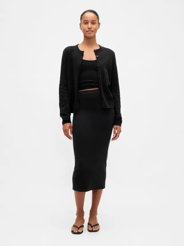 CashSoft Stretch Midi Φούστα True black - M
