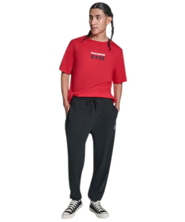 Converse - Ανδρικό Παντελόνι Φόρμας Embroidered Star Chevron Standard-Fit CVM5B873-001 Μαύρο - S 3
