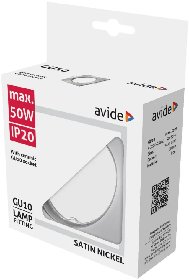 Avide GU10 Πλαίσιο Τετράγωνο Σατέν Νίκελ 15.001.0541 2