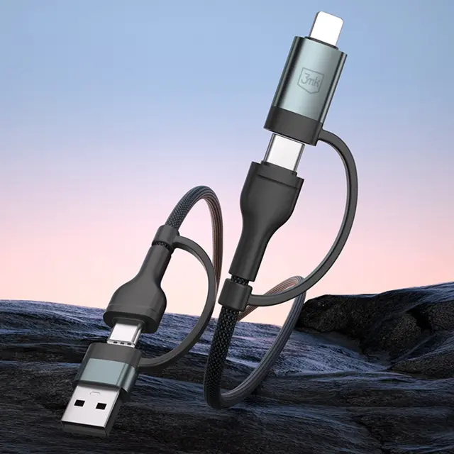 3mk® Hyper N-Series 2in2 USB-A/USB-C σε USB-C/Lightning 1.2 60W- Black 2