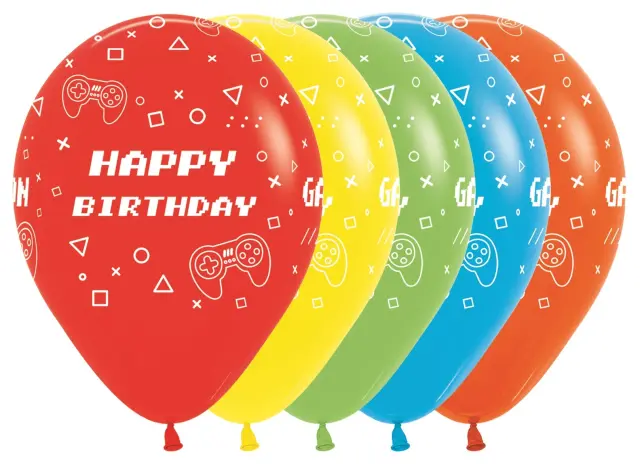 Μπαλόνια Λάτεξ Happy Birthday - Game On - Fashion Assortment - 25 τμχ