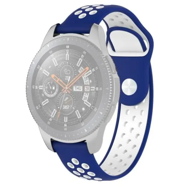 Silicone Band For Gear S3 46mm/ Pace/ Stratos/ Watch GT/GT2 /GTR/ Magic 2 (Fits all 22mm)-White Blue