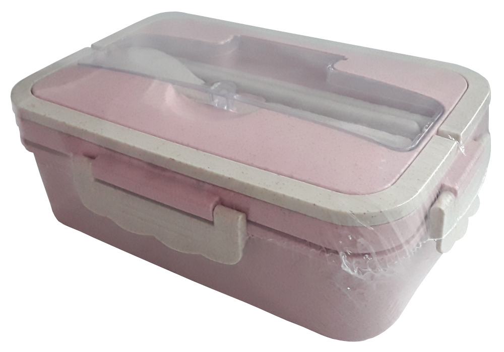 Φαγητοδοχείο με Θήκες Κουτάλι & Chopsticks Pink 300000105157