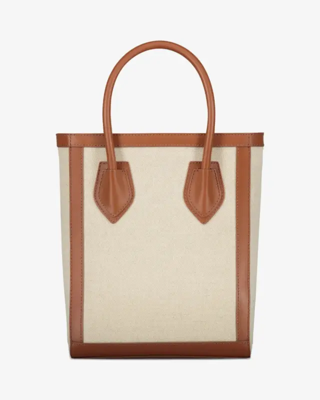 Balmain FN6FB661TCFN-GEM Γυναικεία Tote Τσάντα Ivory με Καφέ Δερμάτινες Λεπτομέρειες - One Size 3