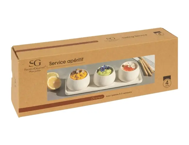 Σετ Σερβιρίσματος Secret de Gourmet με 3 κεραμικά μπωλ και δίσκο - 4 τεμάχια 194182 2