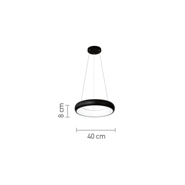 InLight Κρεμαστό φωτιστικό LED 24W 3CCT από μαύρο και λευκό ακρυλικό D:40cm (42023-B-Black) 3