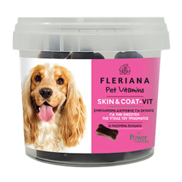 Fleriana Pet Vitamins Skin & Coat-vit 20 μασώμενα ζελεδάκια σε σχήμα κόκκαλου (120 g) 2
