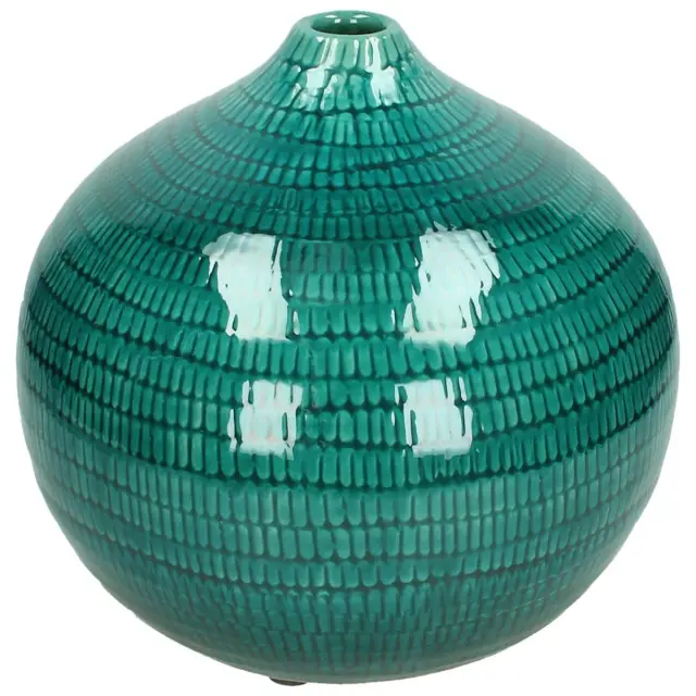 Βάζο Χειροποίητο Πετρόλ Κεραμικό 26x26x16cm