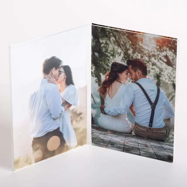 κορνίζα plexiglass ακρυλική διπλή επιτραπέζια για 2 φωτογραφιες 10x15cm κάθετες