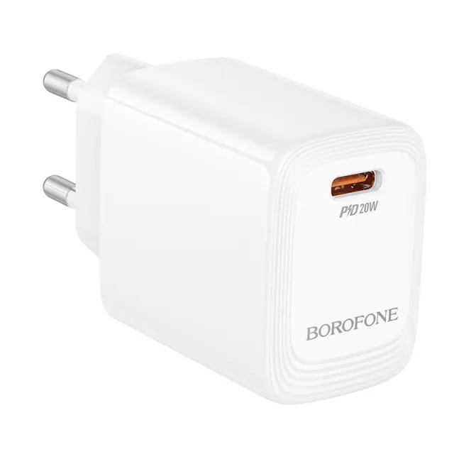 Φορτιστής Ταξιδίου Borofone BN26 Fuente GaN USB-C PD20W Mini Size Λευκός
