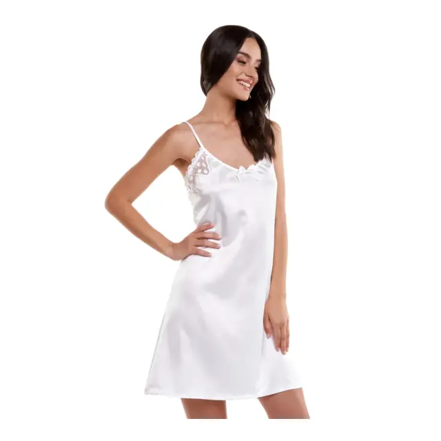 Miss Rosy Γυναικείο Chemise Camisole Satin Dots Lace, Χρώμα Λευκό - S