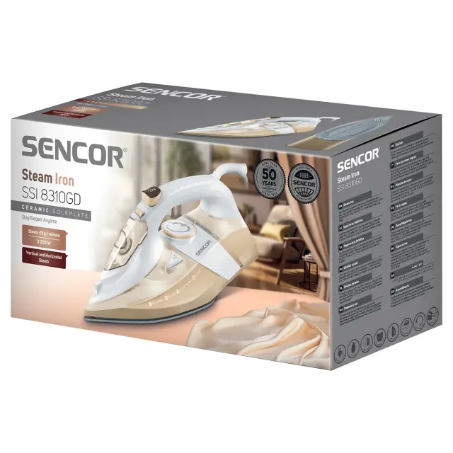 Ατμοσίδερο Sencor SSI 8310GD 3200 W με Κεραμική Πλακα Gold 2