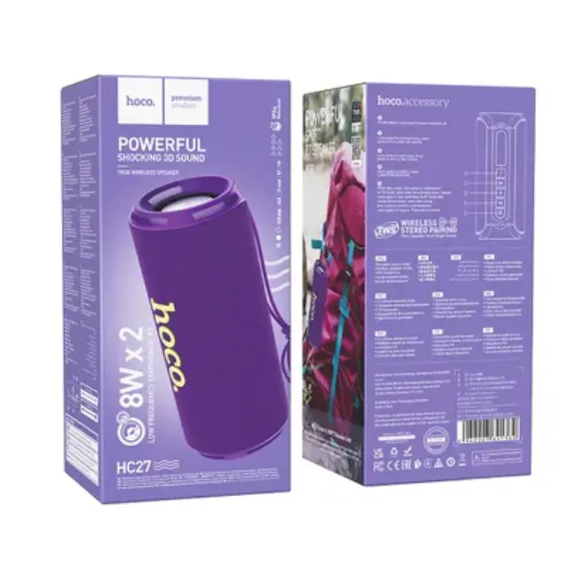 Ασύρματο ηχείο HOCO bluetooth 2 x 8W HC27 μωβ 2