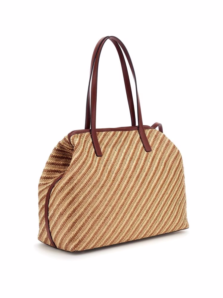 Guess Vikki Ii Γυναικεία Τσάντα Shopper Ώμου Μπεζ 3