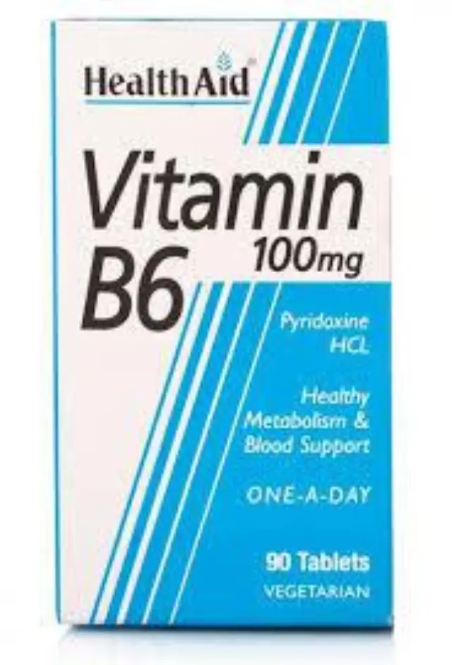 Health Aid Vitamin B6 100mg Συμπλήρωμα Διατροφής Κατάλληλο για το Μεταβολισμό των Υδατανθράκων Λιπών & Πρωτεϊνών, 90 ταμπλέτες