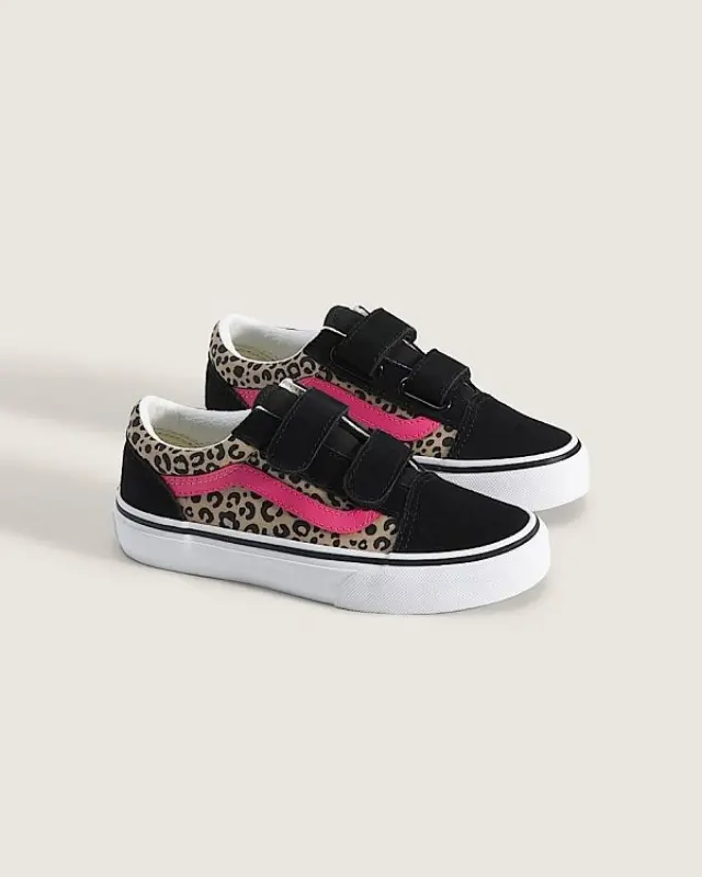 Παιδικό Παπούτσι για Κορίτσι Vans Old Skool V LEOPARD POP Pink Velvet/Black (Μεγέθη 27,5-34) ΠΟΛΥΧΡΩΜΟ