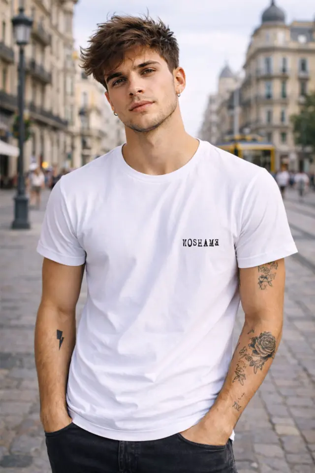 T-shirt Noshame® Λευκό με τύπωμα - 142654 - XXL