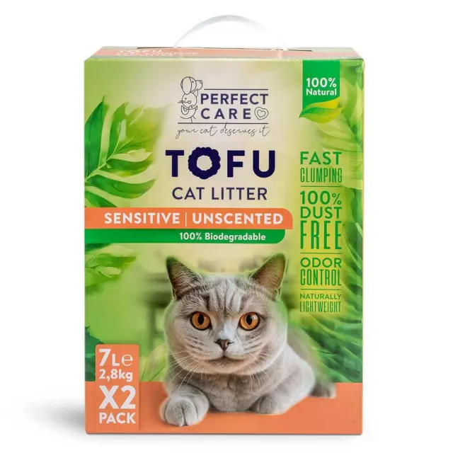 Άμμος Γάτας Perfect Care Βιοδιασπώμενη Από Tofu Sensitive / Unscented 2x7lt - 14lt