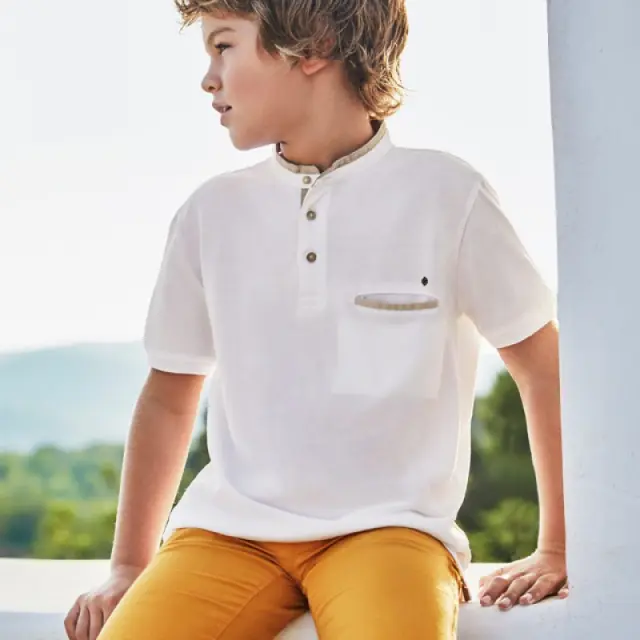 Junior 10 έως 18 ετών Βερμούδα λινή Better Cotton ώχρα - 12Ε