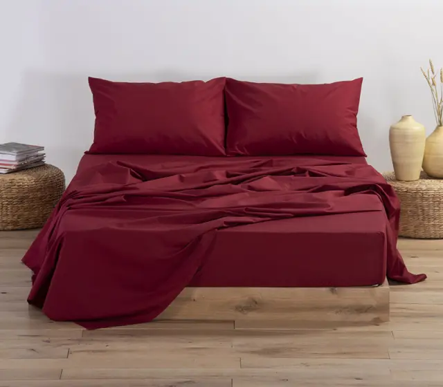 Σεντόνι Μεμονωμένο Με Λάστιχο Βαμβακερό Basic Bordo Σε 5 Διαστάσεις Nef-Nef 100x200+30