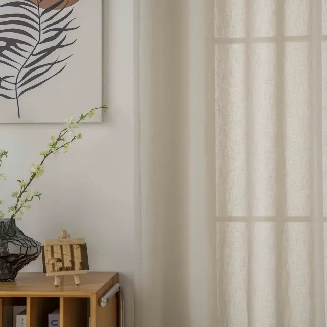 Beauty Home Κουρτίνα γάζα μονόχρωμη με 8 μεταλλικούς κρίκους Fit Art 8447 140x270 Μπεζ 3