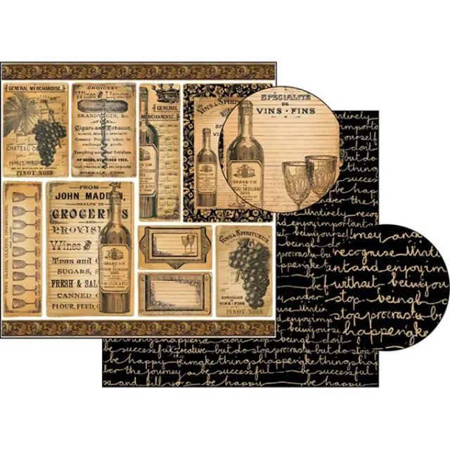 Χαρτί Scrapbooking Stamperia Διπλής Όψης - Wine - 31x30cm