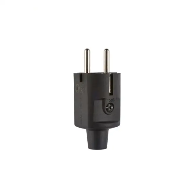 Compact plug, SCHUKO & French/Belgian, TPE, black, IP20, Typ 1505