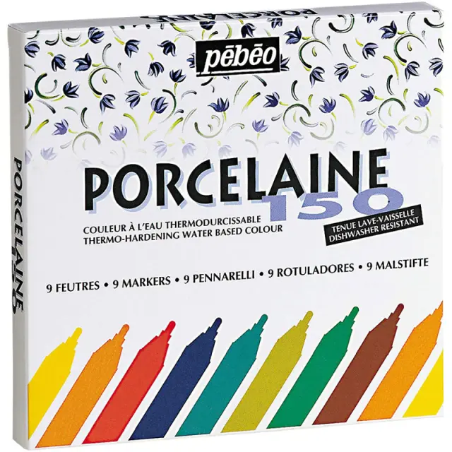 Σετ Pebeo Porcelaine Μαρκαδόροι Πορσελάνης, 9 Χρώματα 1.2mm