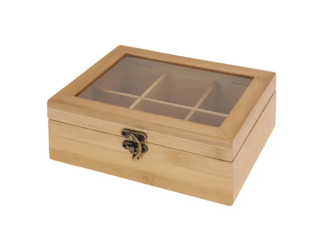 Ξύλινο Κουτί Αποθήκευσης για τσάι Excellent Houseware με 6 θέσεις και διαστάσεις 21x16x7.8cm 784610200 2