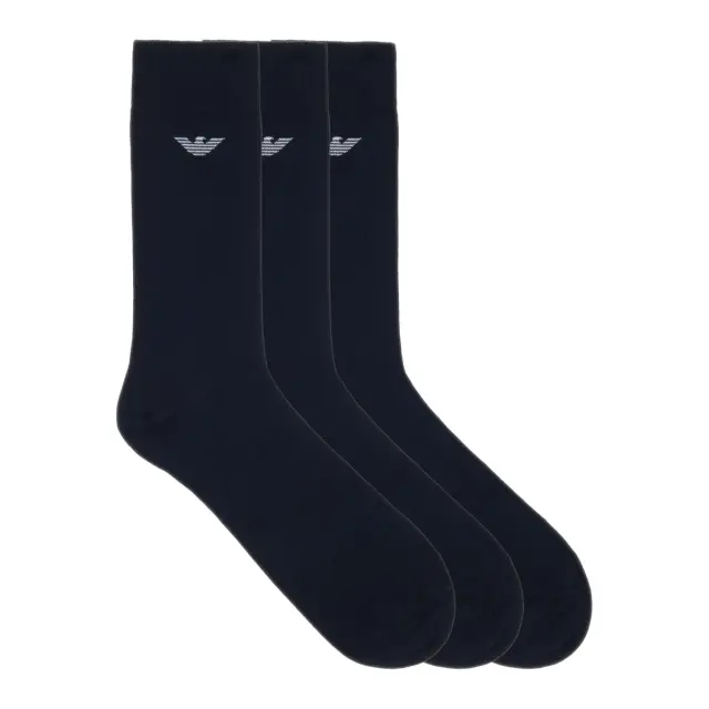 Emporio Armani Ανδρικές Κάλτσες Eagle Logo - 3 Ζεύγη, Χρώμα Μπλε-Μπλε-Μπλε - ONESIZE 3