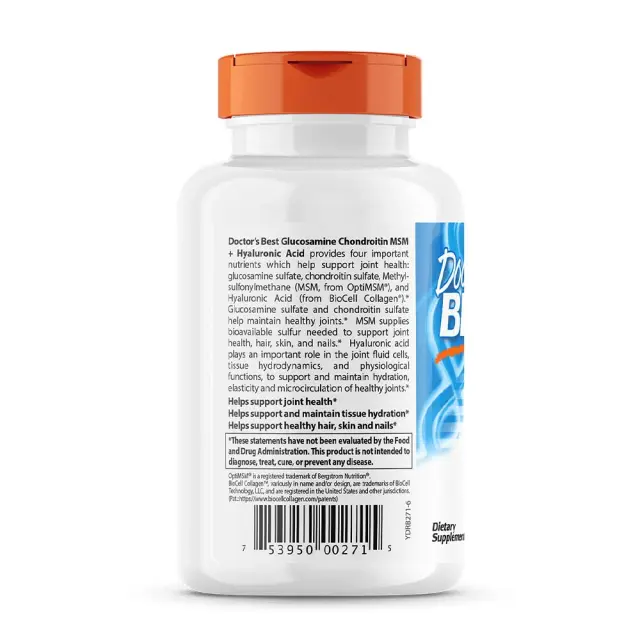 Doctor's Best Glucosamine Chondroitin MSM + Hyaluronic Acid 3