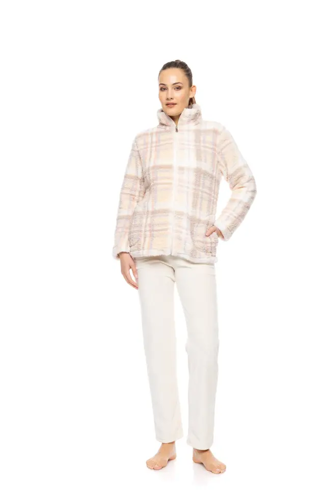 W1886 - Type - ROBE ZIPPER FLEECE SOFT PLAID 2