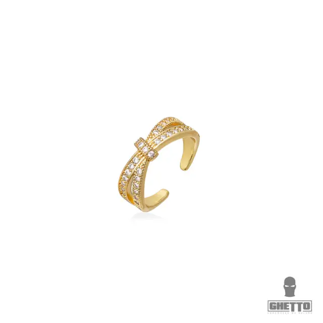 Ghetto New Design Open Cross Diamond 18k Gold Ring