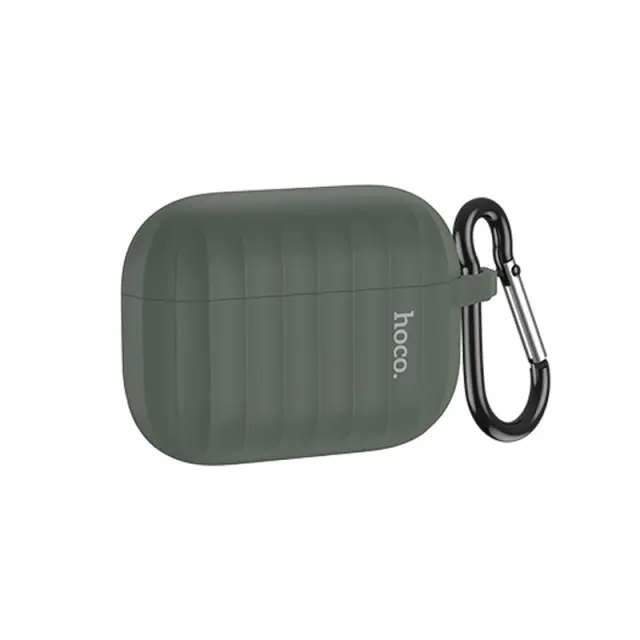Θήκη Hoco WB20 Fenix Liquid Silicone Protective Σκούρο Πράσινο για Airpods Pro με Λουράκι 3