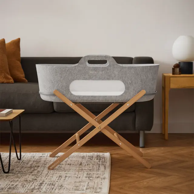 SNUZ ΚΑΛΑΘΟΥΝΑ SNUZBASKIT LIGHT GREY & ΞΥΛΙΝΗ ΒΑΣΗ NATURAL 2