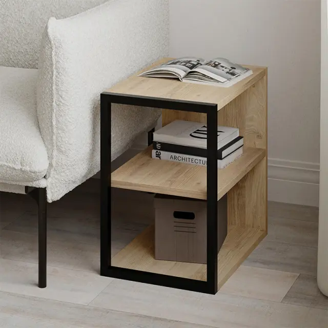 Τραπεζάκι βοηθητικό - Κομοδίνο Echo Megapap χρώμα sapphire oak 30x42x45εκ.