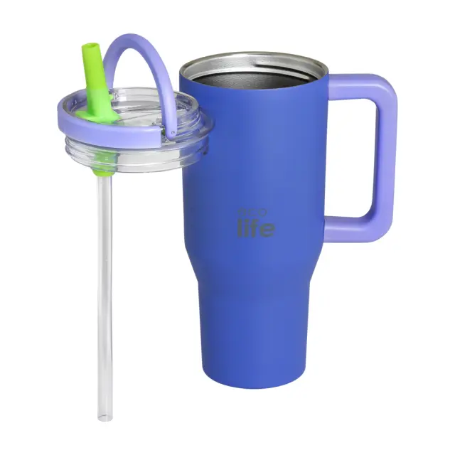 Ecolife Tumbler Blue Purple 900ml (2Handles Lid) 2