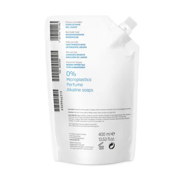 Eubos Basic Care Liquid Washing Emulsion Blue Refill Ανταλλακτικό Υγρό Καθαρισμού Προσώπου & Σώματος Χωρίς Άρωμα, 400ml 2